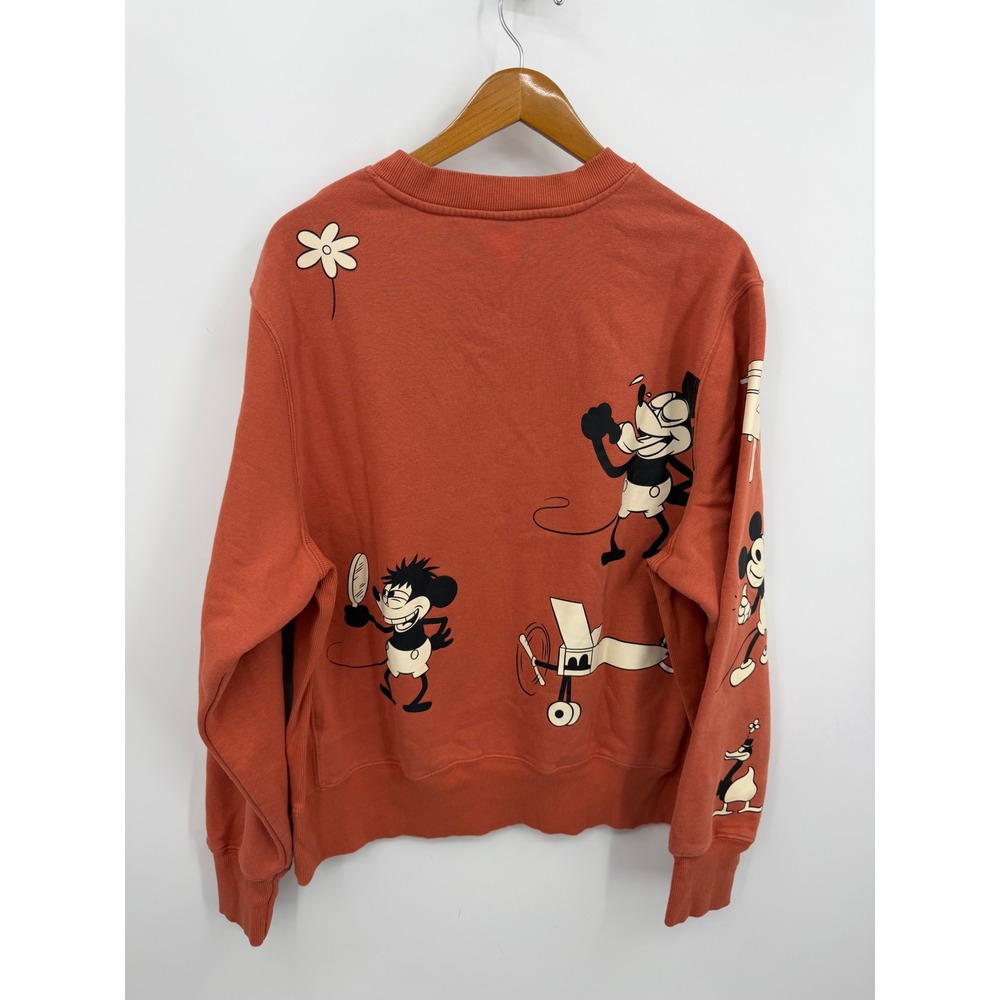 Disney Vintage Mickey Mouse Graphic Sweatshirt Women Size L Orange Crewneck - Picture 3 of 7